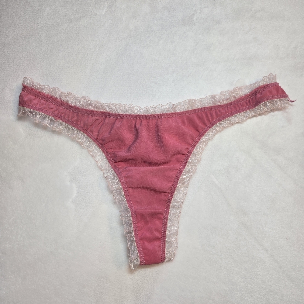 Native Intimates Thong Underwear Vintage Y2k Pink Ruffle